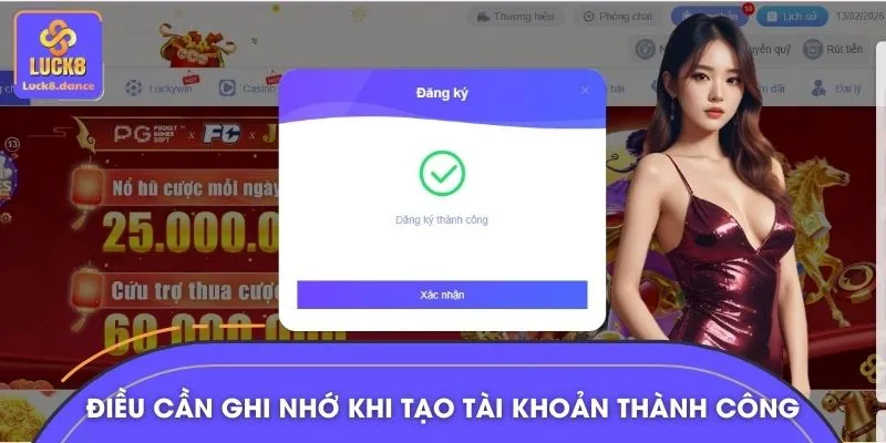 Một số điều cần ghi nhớ sau khi tạo tài khoản thành công